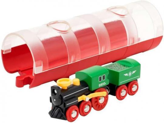 BRIO 33892 Dampflokzug mit Tunnelbox für Holzeisenbahn 